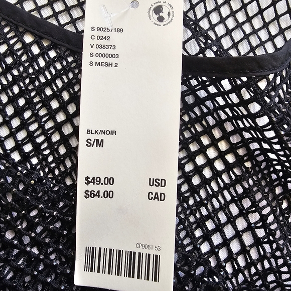 Urban Outfitters NWT Black Mesh Crop Tank Top Red Stripe Y2K Festival Unisex S/M - Picture 12 of 12